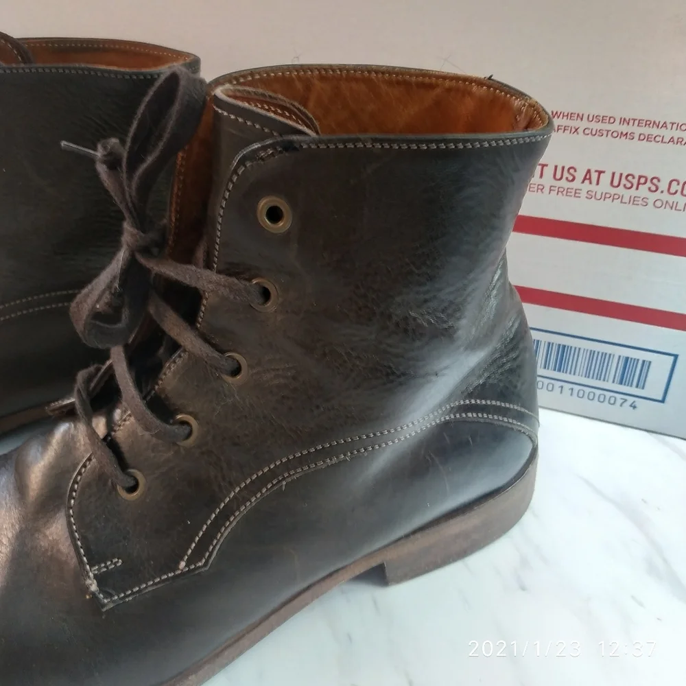Elia Maurizi lace‎ up ankle boots brown sz 11 @A8